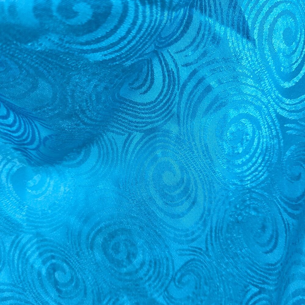 Vintage 80s 90s TanJay Electric Blue Embossed Swirls Sleeveless Cowl Top - Picture 7 of 7